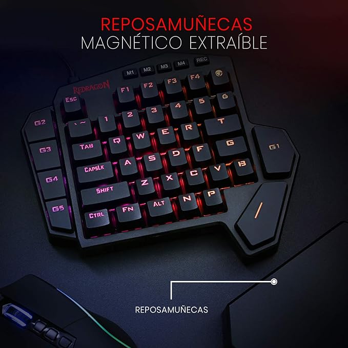 Teclado Mecânico Gamer Redragon One Hand RGB Chroma Switch Outemu Blue MK II - DITI K585RGB