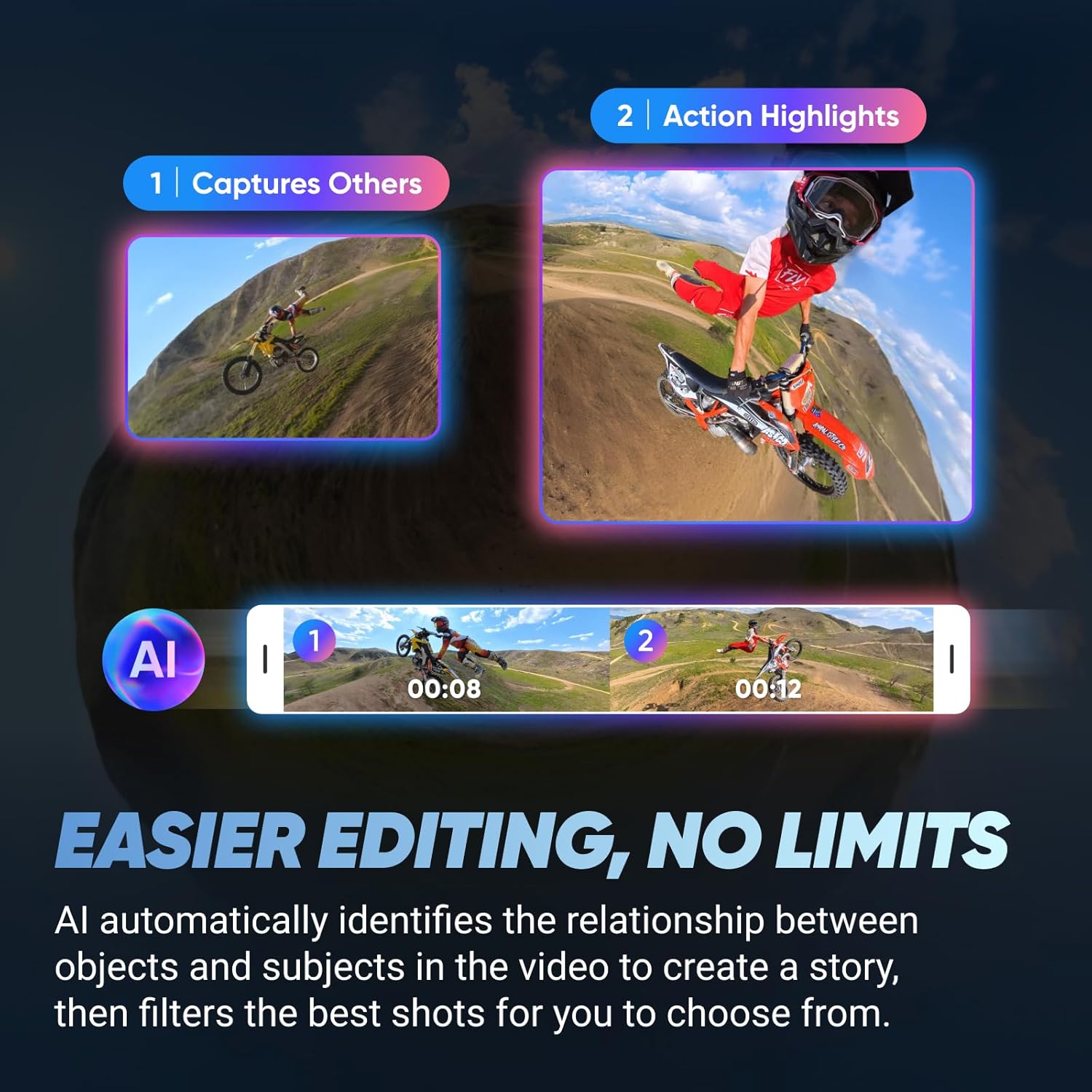 Insta360 Pacote padrão X4 - Câmera de ação 8K 360 à prova d'água, vídeo grande-angular 4K, efeito de bastão de selfie invisível, protetores de lente removíveis, vida útil da bateria de 135 minutos