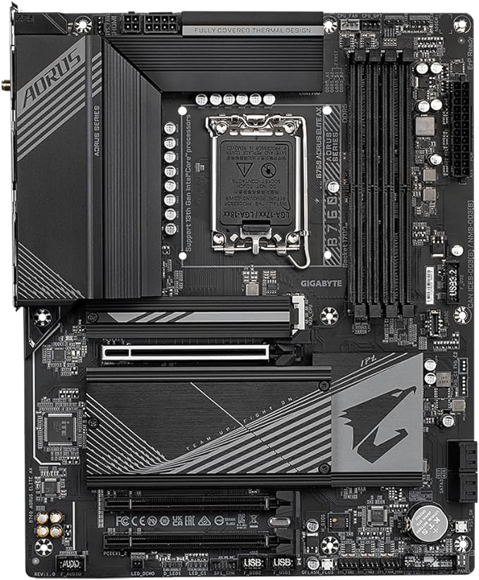 Placa Mãe Gigabyte B760 AORUS ELITE AX WIFI (LGA 1700/4xDDR5/HDMI/DP/M.2/USB 3.2)