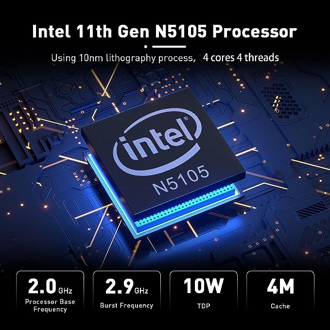 Beelink Processador N5105 (até 2,9 GHz), Mini PC U59 Pro, Windows 11 Mini computador desktop, 16 GB DDR4 + 500 GB SSD, suporta 4K Dual HDMI/Type-C, Dual WiFi, BT4.0 computadores pequenos