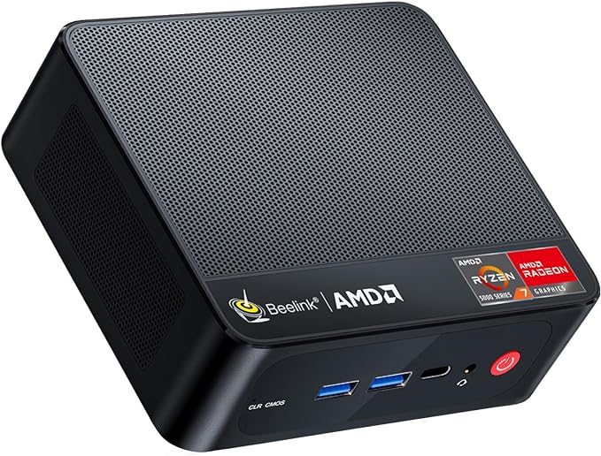 Beelink Mini PC SER5 PRO, AMD Ryzen 7 5850U (até 4,4 GHz, 8C/16T), mini computador com SSD NVMe DDR4/500GB de 32GB, suporta tela tripla (HDMI+DP+Tipo-C), WiFi6, BT5.2, Tipo-C, Gigabit LAN
