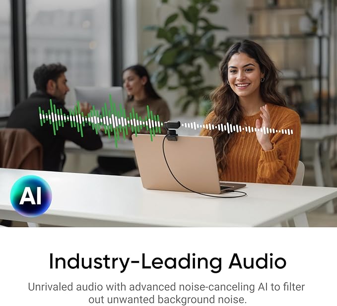 Insta360 Link 2 - Webcam PTZ 4K para PC/Mac, sensor de 1/5.1 cm, rastreamento de IA, HDR, microfone com cancelamento de ruído AI, controle de gestos para streaming, chamadas de vídeo.