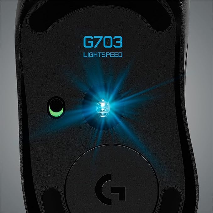 Mouse Gamer Sem Fio Logitech G703 LIGHTSPEED com RGB LIGHTSYNC, 6 Botões Programáveis, Sensor HERO 25K e Bateria Recarregável - Compatível com POWERPLAY