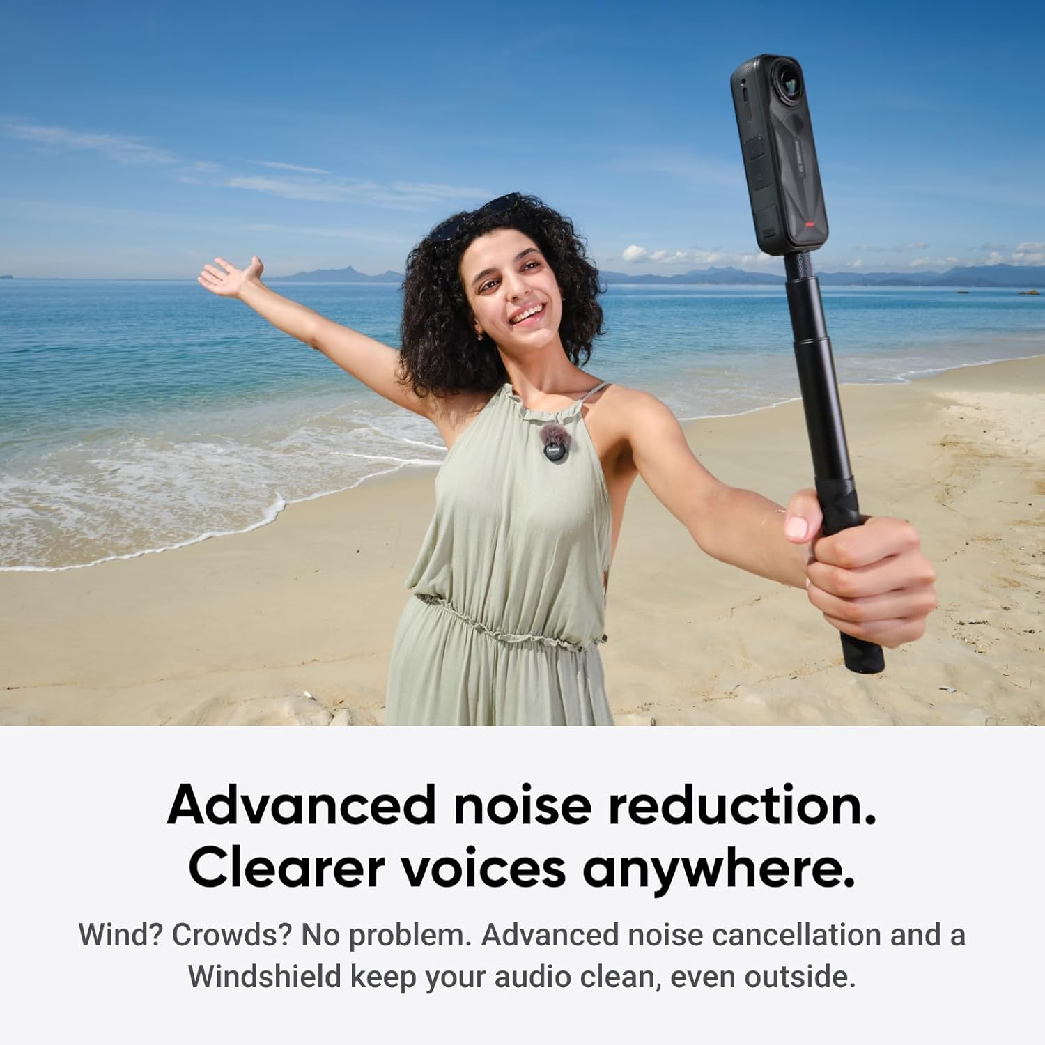 Insta360 Mic Air (1 Transmissor + 1 Receptor) – Microfone Sem Fio com Cancelamento de Ruído, Alcance de 300m, Compatível com iPhone/Android/PC/Mac via USB-C, Ideal para Vlogs e Transmissões ao Vivo