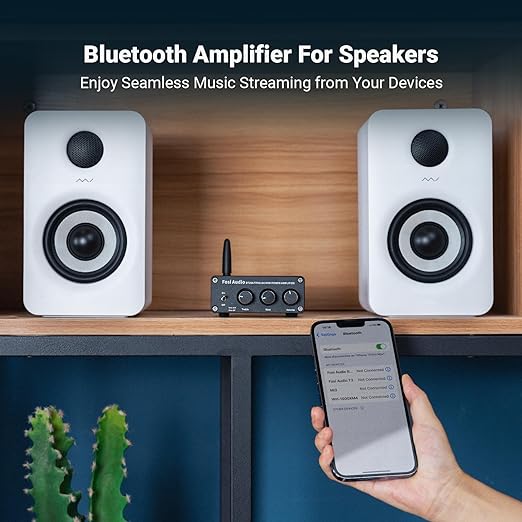 Fosi Audio BT20A Bluetooth 5.0 Receptor Amplificador de Áudio Estéreo 2 Canais Mini Hi-Fi Classe D Amplificador Integrado 2.0 CH para Alto-falantes Domésticos 100W x 2 TPA3116
