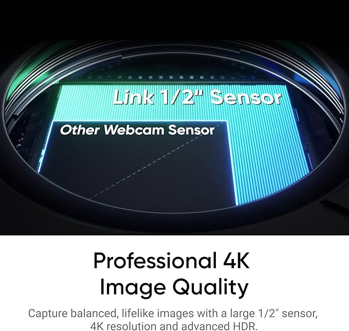 Insta360 Link 2 - Webcam PTZ 4K para PC/Mac, sensor de 1/5.1 cm, rastreamento de IA, HDR, microfone com cancelamento de ruído AI, controle de gestos para streaming, chamadas de vídeo, jogos, funciona