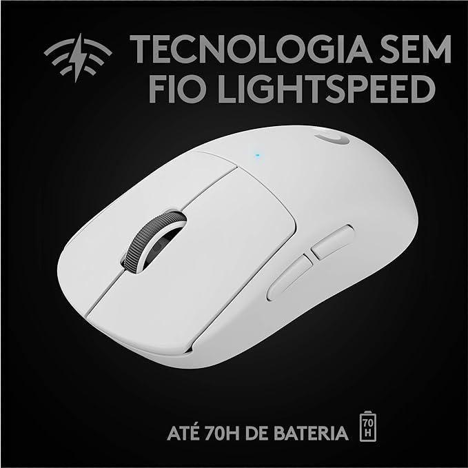 Mouse Logitech G PRO X SUPERLIGHT - Sem Fio com Tecnologia LIGHTSPEED, 5 Botões Programáveis, Sensor HERO 25K e Bateria Recarregável - Compatível com POWERPLAY - Branco