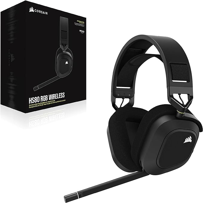 Headset Gamer Corsair HS80 RGB WIRELESS, Drivers 50mm, Preto - CA-9011235-NA