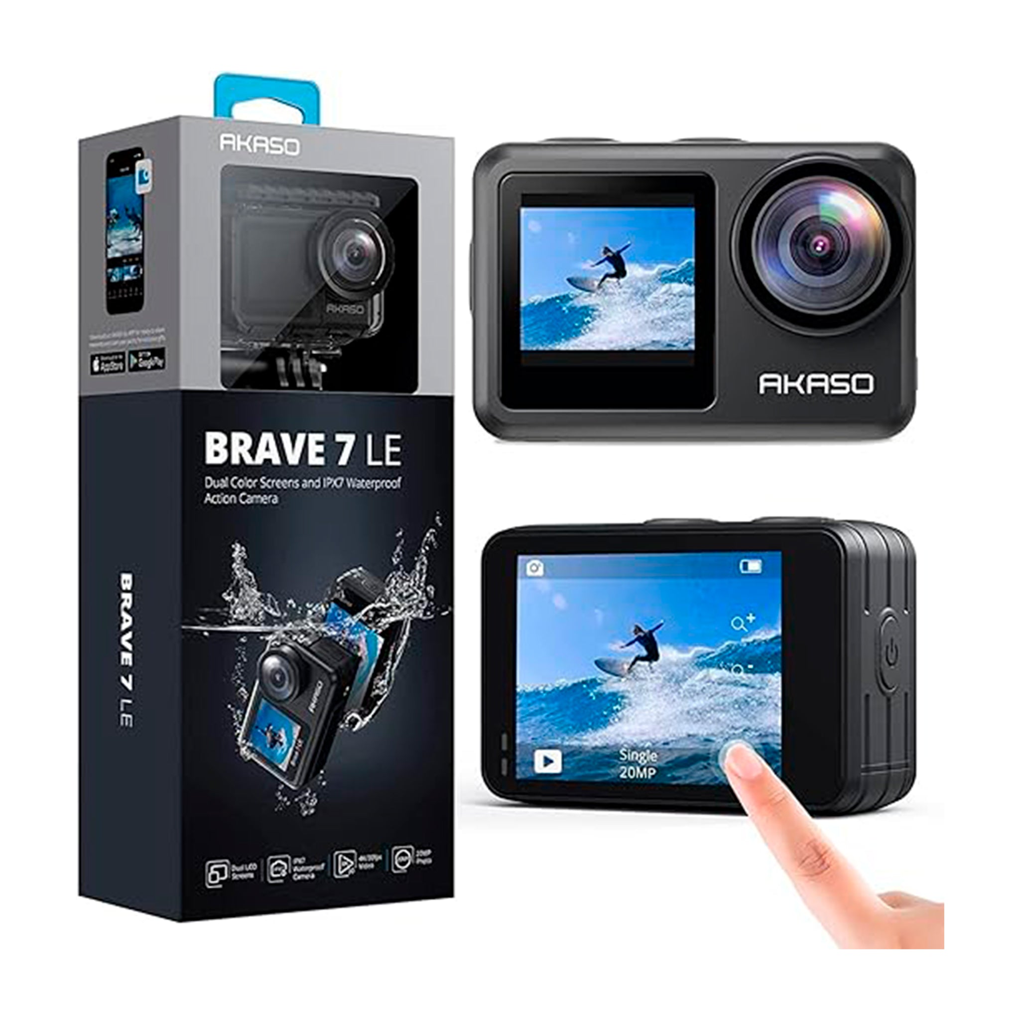 AKASO ブレイブ7 Akaso Câmera De Ação Brave 7 Le 4K30Fps 20Mp Wifi Com Tela Sensível Ao
