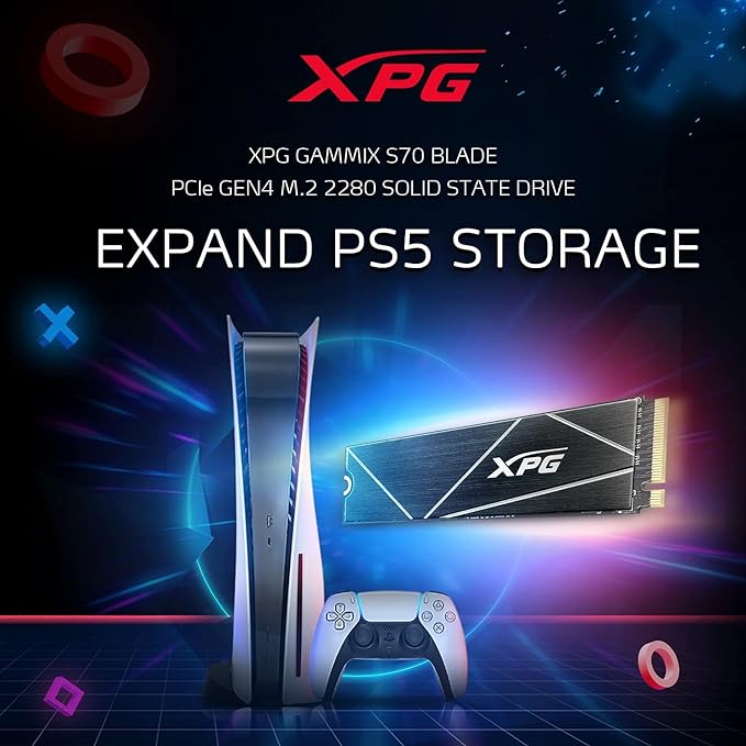 XPG 1TB GAMMIX S70 Blade – Funciona com SSD interno para jogos Playstation 5, PCIe Gen4 M.2 2280 até 7.400 MB/s (AGAMMIXS70B-1T-CS)