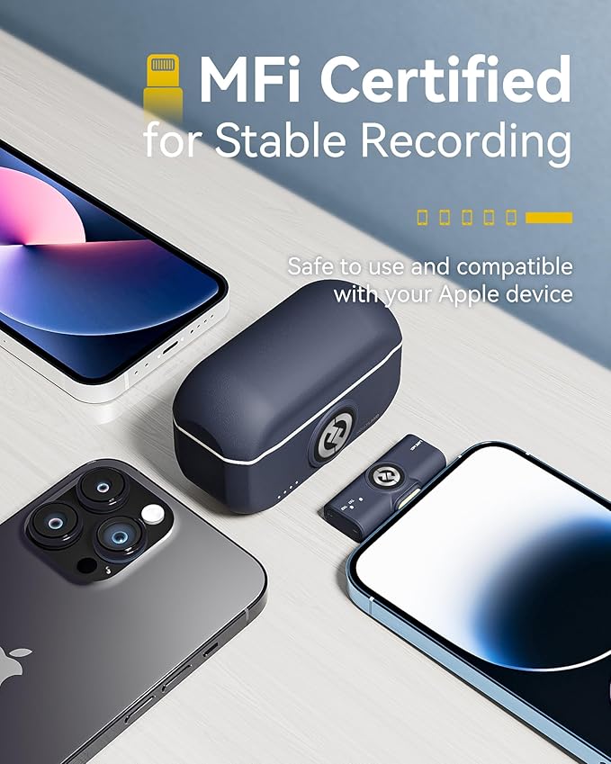 Hollyland Lark M2 Microfone de Lapela Sem Fio, Certificado MFi com Cancelamento de Ruído Inteligente, Iphone11/12/13/14, Transmissão Sem Fio de 300M, 30H Duração de Bateria, Ideal para Vlog-Preto