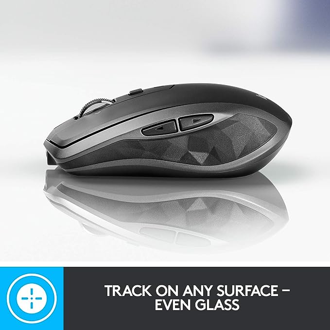 Logitech Mouse sem fio MX Anywhere 2S para uso em qualquer superfície, rolagem hiperrápida, recarregável, controla até 3 computadores e laptops Apple Mac e Windows (Bluetooth ou USB), grafite