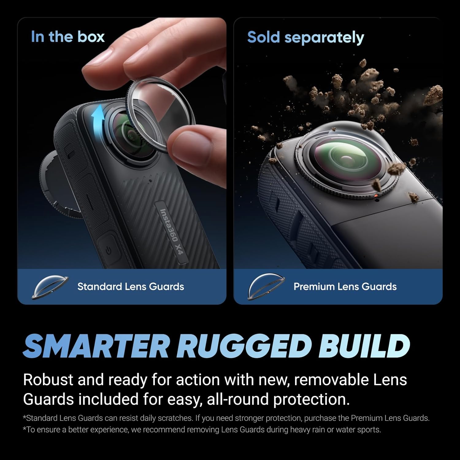 Insta360 Pacote padrão X4 - Câmera de ação 8K 360 à prova d'água, vídeo grande-angular 4K, efeito de bastão de selfie invisível, protetores de lente removíveis, vida útil da bateria de 135 minutos
