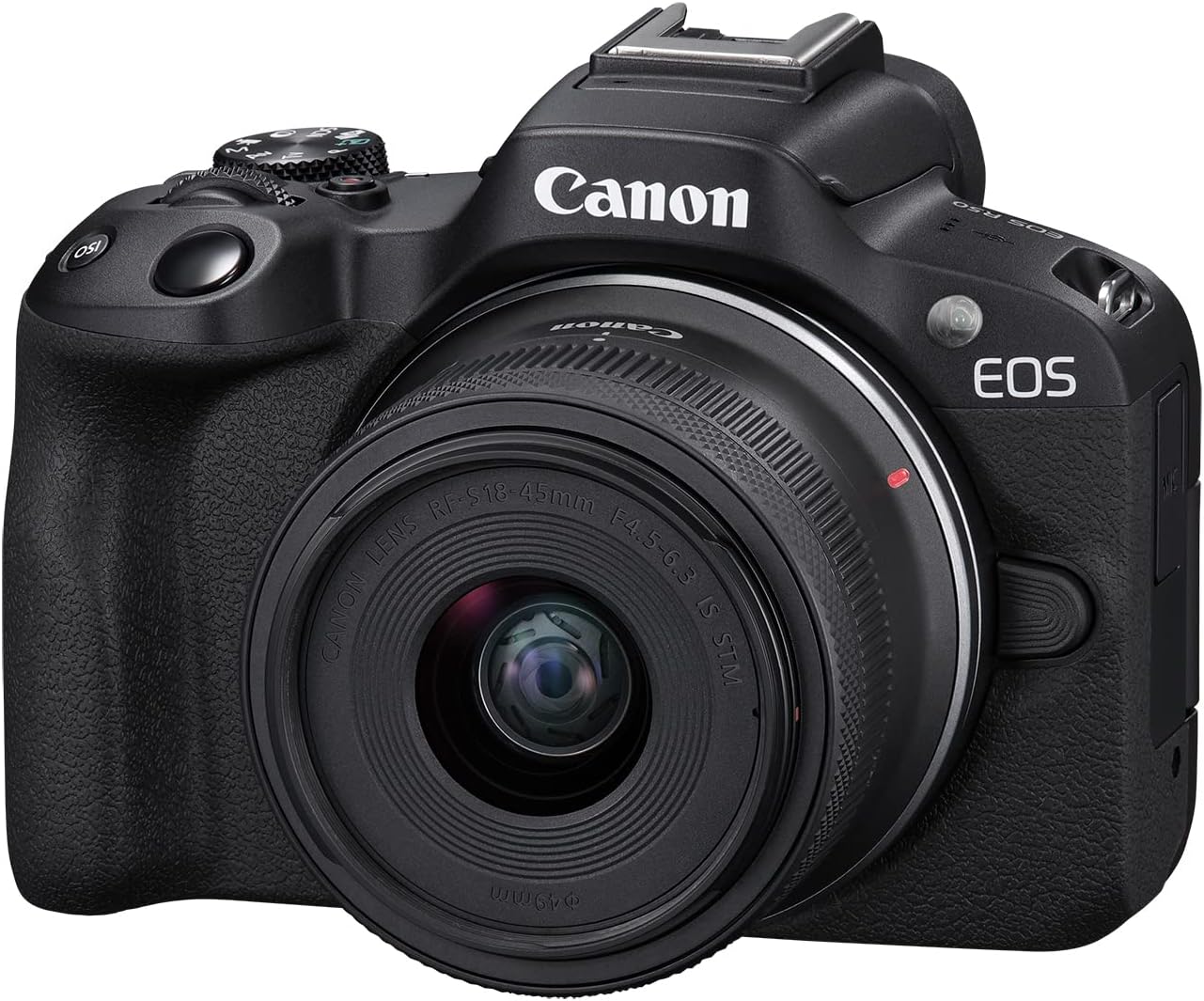 Canon A câmera sem espelho EOS R50 RF-S18-45 mm F4.5-6.3 é um kit de lentes STM, sensor CMOS de 24,2 megapixels (APS-C), vídeo 4K, câmera híbrida, foto e vídeo, vlogging, criador de conteúdo, montagem
