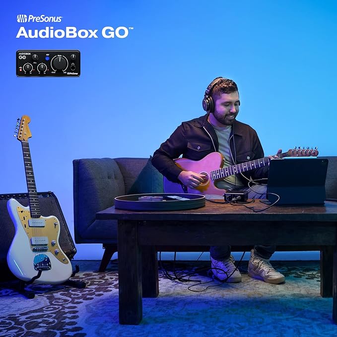 PreSonus AudioBox GO | Interface de áudio USB-C para produção musical com o software de gravação Studio One DAW, tutoriais de música, amostras de som e instrumentos virtuais