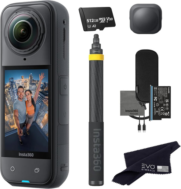 Insta360 Pacote de visualização de drone com bastão de selfie estendido X5 (3 m) - Câmera de ação 360 à prova d'água 8K com sensores de 48 MP de 1/3.3 cm, vídeo HDR 8K 360 | O pacote inclui bastão de