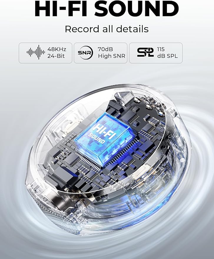 Hollyland Lark M2 Microfone de Lapela Sem Fio, Certificado MFi com Cancelamento de Ruído Inteligente, Iphone11/12/13/14, Transmissão Sem Fio de 300M, 30H Duração de Bateria, Ideal para Vlog-Preto