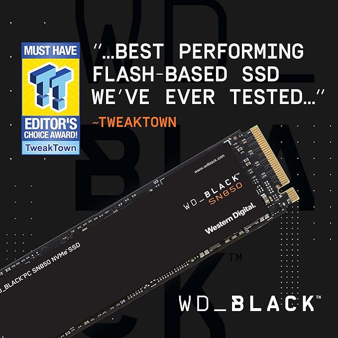 SSD M.2 2280 WD SN850 BLACK 1TB PCIE GEN4 NVME - WDS100T1X0E