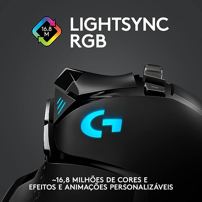 Mouse Gamer Sem Fio Logitech G502 LIGHTSPEED com Tecnologia RGB LIGHTSYNC, Ajustes de Peso, 11 Botóes Programáveis, Sensor HERO 25K e Bateria Recarregável - Compatível com POWERPLAY