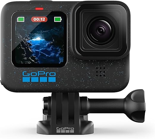 GoPro HERO12 BLACK - Câmera de ação à prova d'água com 5.3K60, 27MP, Vídeo + Foto HDR, HyperSmooth 6.0, Trava de horizonte 360°, Live + webcam, Áudio por Bluetooth, Bateria enduro, QUIK