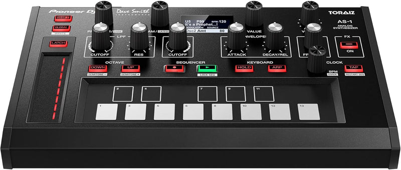 Pioneer DJ TAS-1 - Módulo sintetizador analógico monofônico com recall digital, teclado touchpad de 13 notas, controlador de fita, sequenciador e 7 efeitos onboard