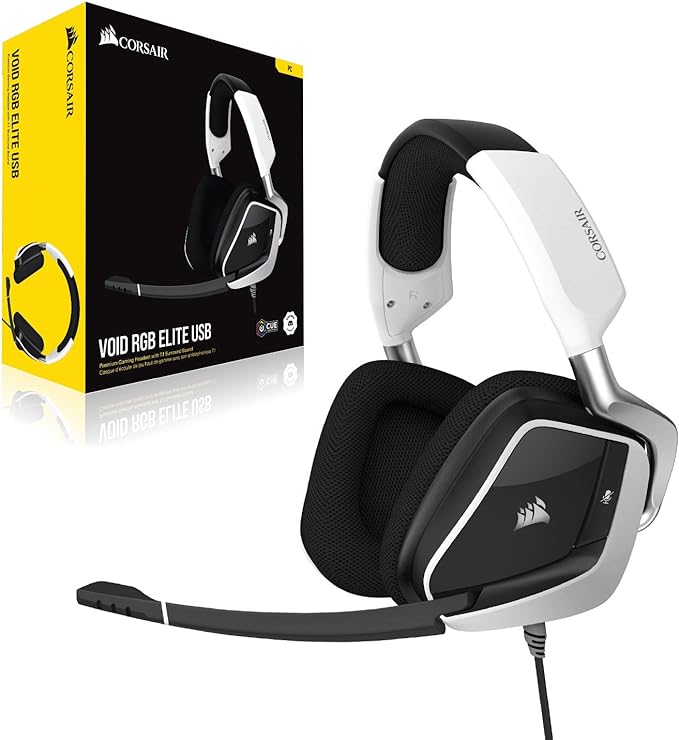 Headset Gamer Premium Corsair Void RGB Elite USB com 7.1 Surround - Preto e Branco CA-9011204-NA