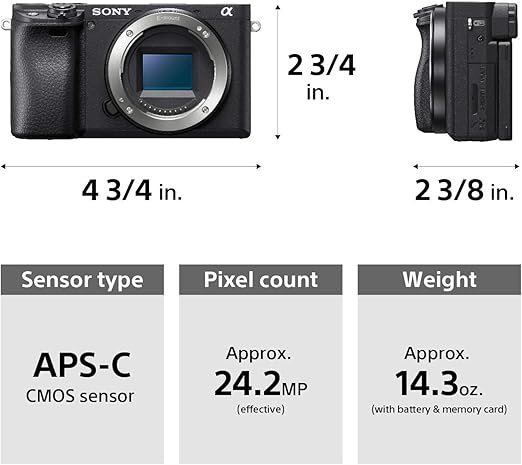 Sony Câmera Mirrorless Alpha A6400: Câmera Digital Compact Aps-C Intercambiáveis Com Foco Automático De Olhos Em Tempo Real, Vídeo 4K, Tela Flip & 16-50Mm Lente E Câmeras Compatíveis Com Montagem
