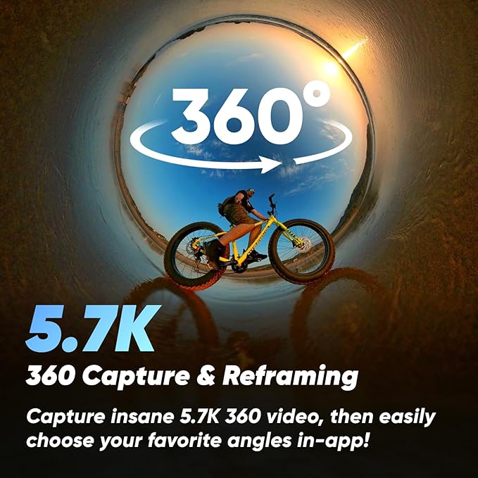Insta360 X3 - Câmara de ação 360 resistente à água, sensor de 1/2", 5,7 K 360, fotos 72 MP, estabilização, ecrã táctil de 2,29 , edição por IA, Live Streaming, webcam, controlo por voz Preto