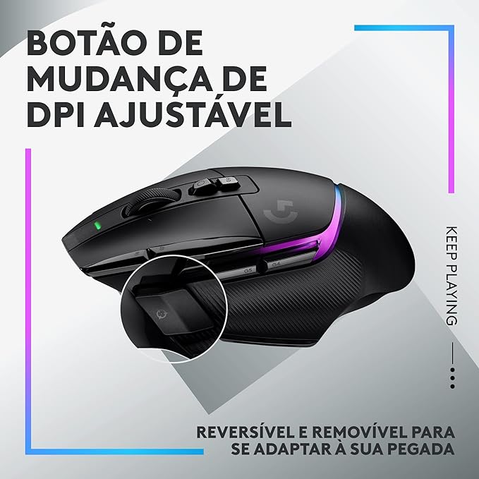 Mouse Logitech G502 X PLUS LIGHTSPEED - Sem Fio com RGB LIGHTSYNC, Switches LIGHTFORCE, Sensor HERO 25K, 13 Botões Programáveis, Compatível com PC/ macOS/ Windows - Preto