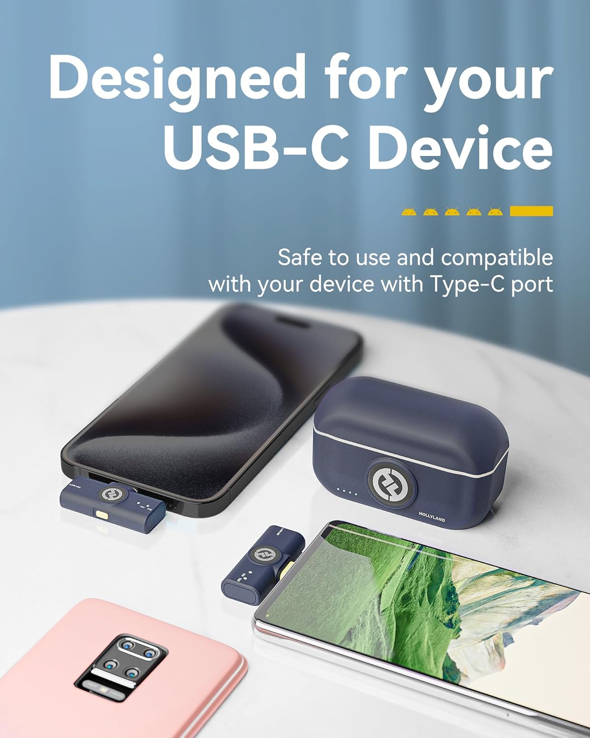 Hollyland Lark M2 Microfone Lapela Sem Fio, Compatível com Android, IPhone 15, Cancelamento de Ruído Inteligente, Transmissão Sem Fio de 300M, 30 H Duração de Bateria, Ideal para Vlog-Preto