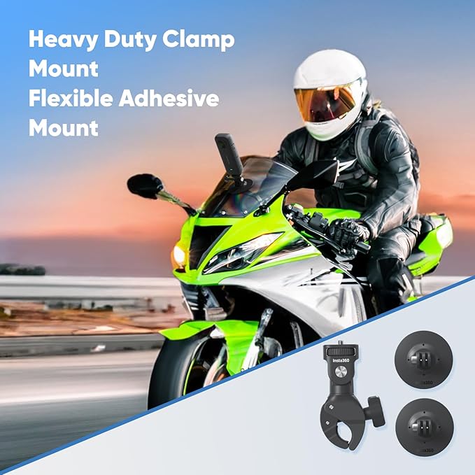 Insta360 Kit de motocicleta X3 (nova versão) - Câmera de ação 360 à prova d'água com sensores de 1/2 polegada 48MP, vídeo HDR ativo 5,7K 360, foto de 72 MP 360, lente única 4K, modo Me de 60 fps,