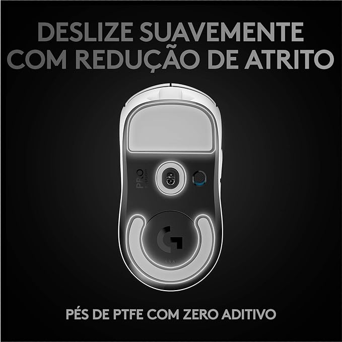 Mouse Logitech G PRO X SUPERLIGHT - Sem Fio com Tecnologia LIGHTSPEED, 5 Botões Programáveis, Sensor HERO 25K e Bateria Recarregável - Compatível com POWERPLAY - Branco