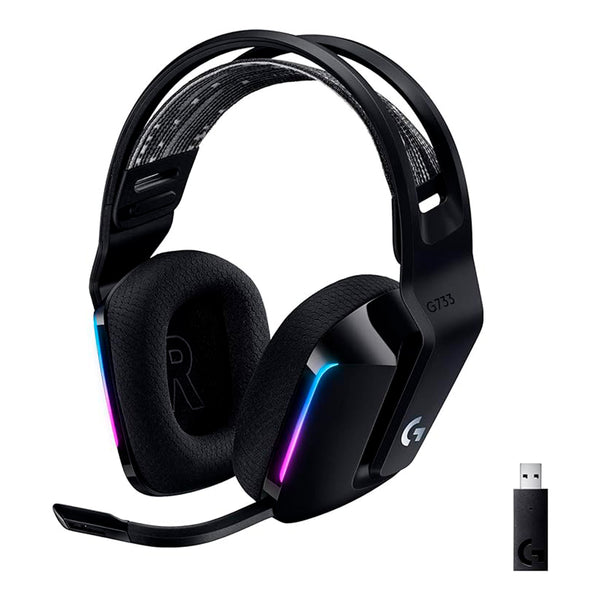 Headset Gamer Sem Fio Logitech G733 7.1 Dolby Surround com Tecnologia Blue VO!CE, RGB LIGHTSYNC, Drivers de Áudio Avançados e Bateria Recarregável para PC e PlayStation - Preto