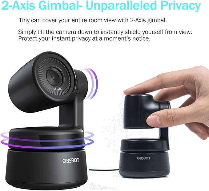 OBSBOT Tiny PTZ Webcam, AI-Powered Framing & Autofocus, Full HD 1080p Webcam com Auto-Exposure Zoom Power Gesture Selfie Video Camera para aulas online ao vivo e streaming