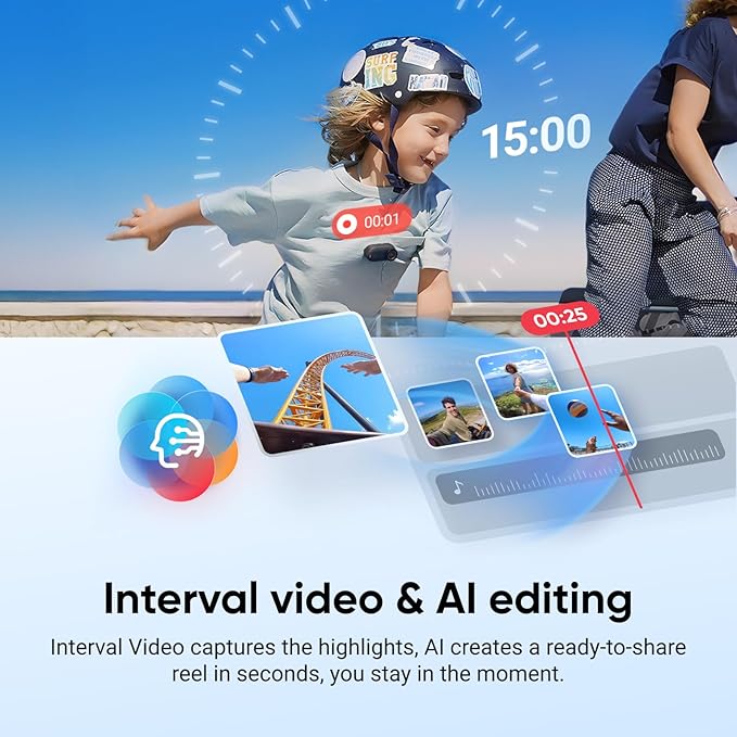 Insta360 GO 3S - Câmera de vlogging portátil minúscula 4K preta de 128 GB, POV mãos-livres, montagem em qualquer lugar, estabilização, vida útil da bateria de 140 minutos, 10 m à prova d'água, ponto