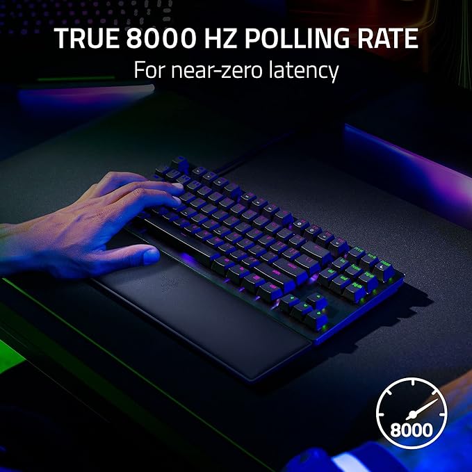 Teclado Gamer Razer Huntsman V2 Tenkeyless, Chroma RGB, Switch Óptico Razer, USB-C, com Apoio de Pulso, Preto - RZ03-03940200-R3U1