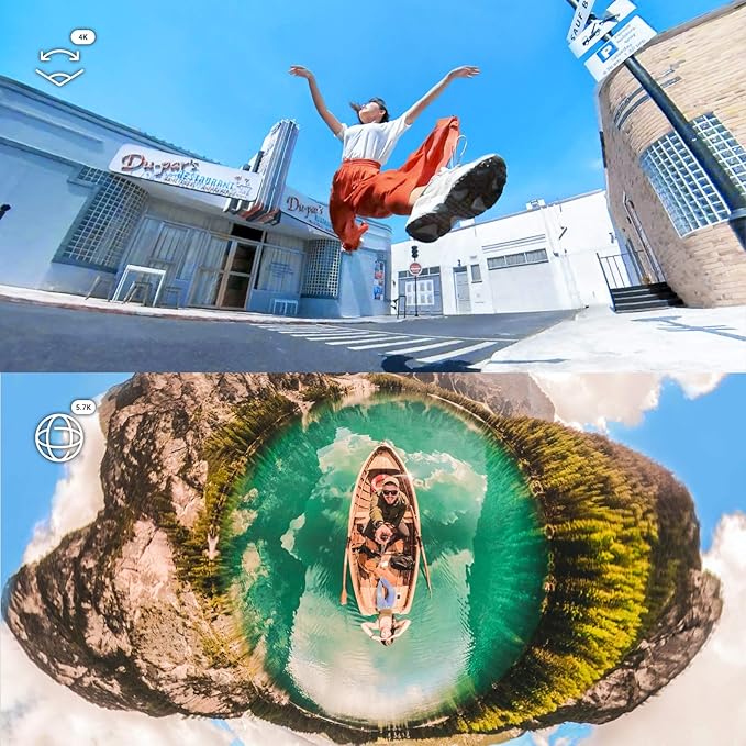 Insta360 Câmera de ação à prova d'água ONE X2 de 360 graus, 5,7 K 360, estabilização, tela sensível ao toque, edição de IA, transmissão ao vivo, webcam, controle de voz