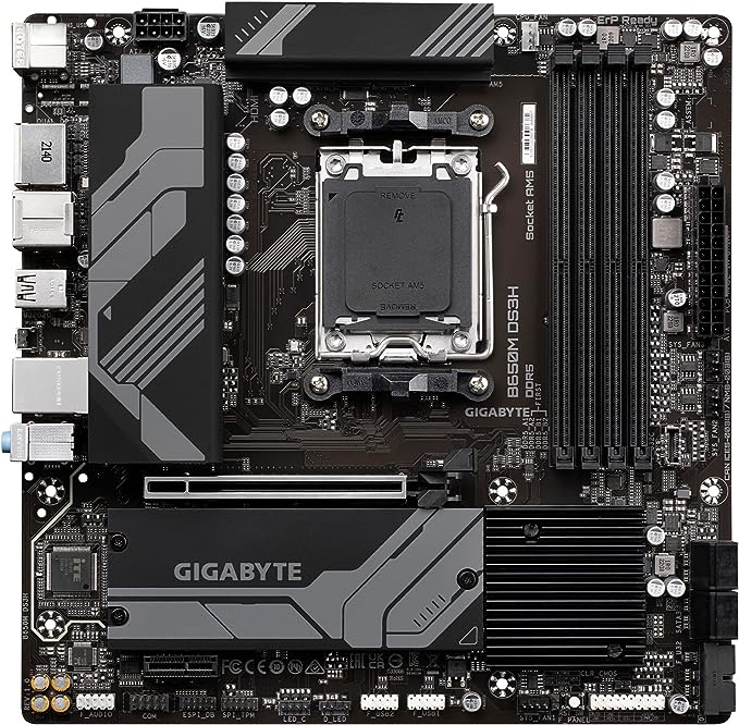 GIGABYTE B650M DS3H (AM5/ LGA 1718/ AMD/ B650/ Micro ATX/Garantia de 5 anos/ DDR5/ PCIe 4.0 M.2/ PCIe 4.0/ USB 3.2 Gen2X2 Tipo-C/2,5GbE LAN/Placa-mãe)