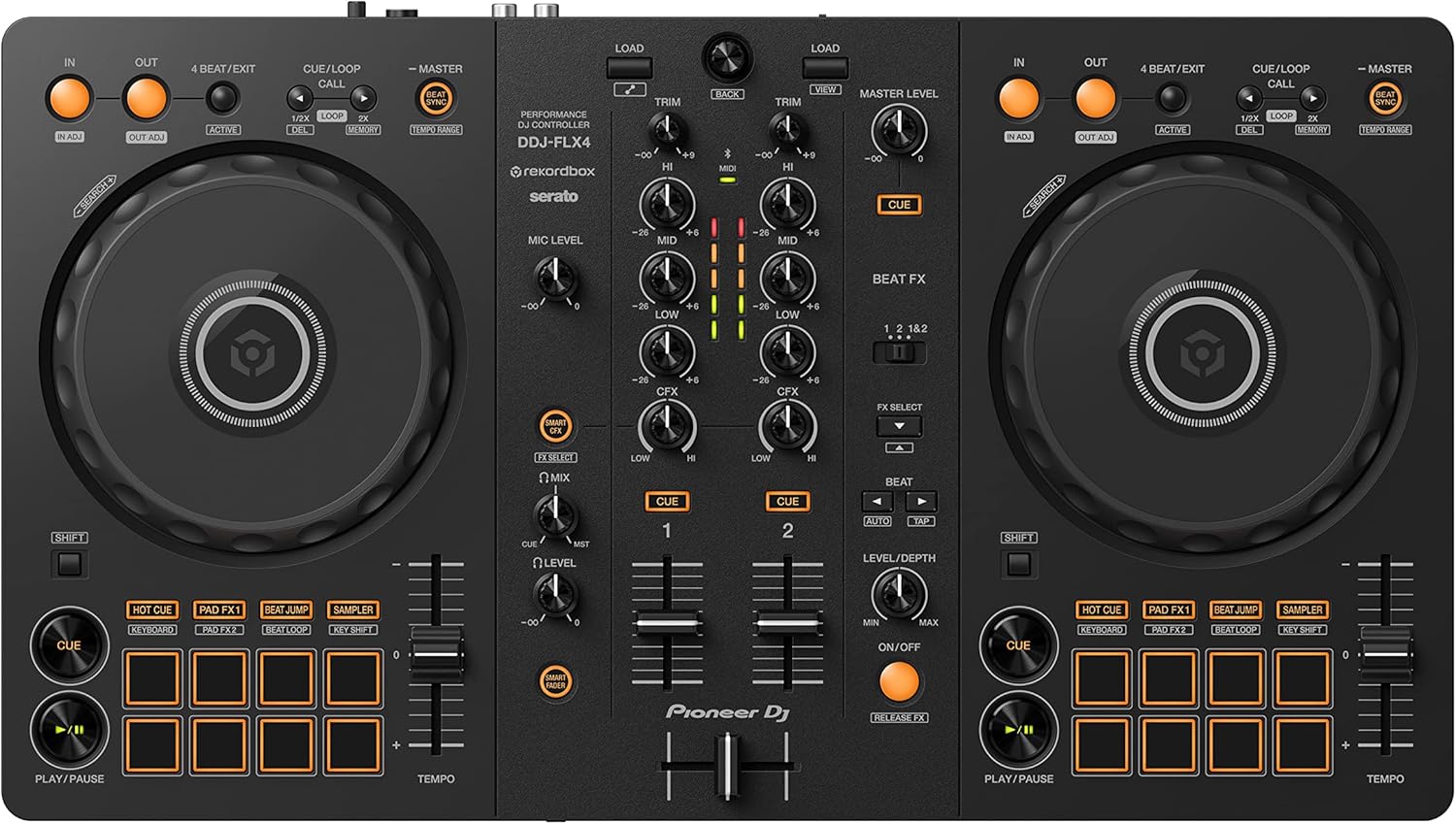 Pioneer DJ DDJ-FLX4 2 decks rekordbox e controlador Serato DJ - Grafite