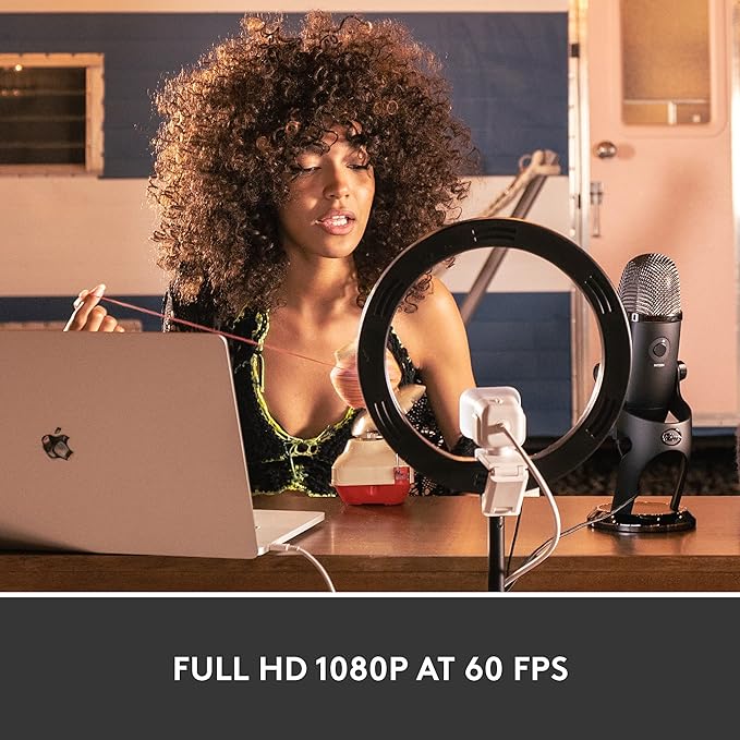 Logitech StreamCam, Webcam de transmissão ao vivo, Vídeo vertical Full HD 1080p 60fps de 60fps, Foco e Exposição automáticos inteligentes, com USB-C, PC/Mac - Branco