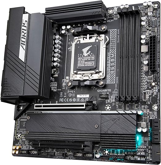 GIGABYTE B650M AORUS Elite AX (AM5/LGA 1718/AMD B650/Micro-ATX/ DDR5/2* M.2/PCIe 5.0/USB 3.2 Gen2X2 Type-C/Intel 2.5GbE LAN/Q-Flash Plus/EZ-Latch/Placa-mãe para jogos)