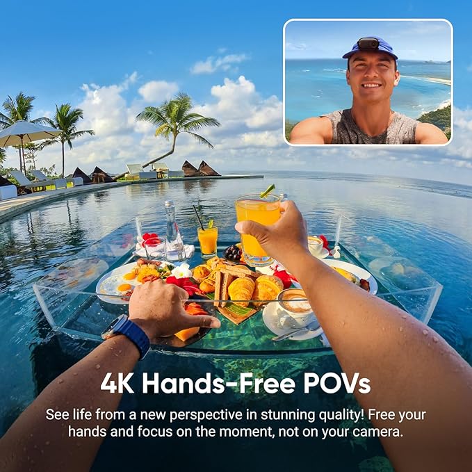 Insta360 GO 3S - Câmera de vlogging portátil minúscula 4K preta de 128 GB, POV mãos-livres, montagem em qualquer lugar, estabilização, vida útil da bateria de 140 minutos, 10 m à prova d'água, ponto