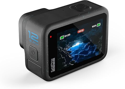 GoPro HERO12 BLACK - Câmera de ação à prova d'água com 5.3K60, 27MP, Vídeo + Foto HDR, HyperSmooth 6.0, Trava de horizonte 360°, Live + webcam, Áudio por Bluetooth, Bateria enduro, QUIK