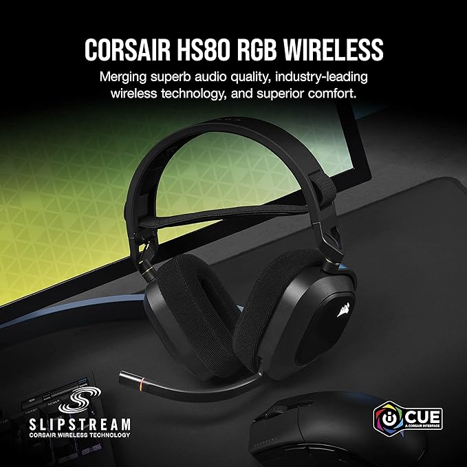 Headset Gamer Corsair HS80 RGB WIRELESS, Drivers 50mm, Preto - CA-9011235-NA