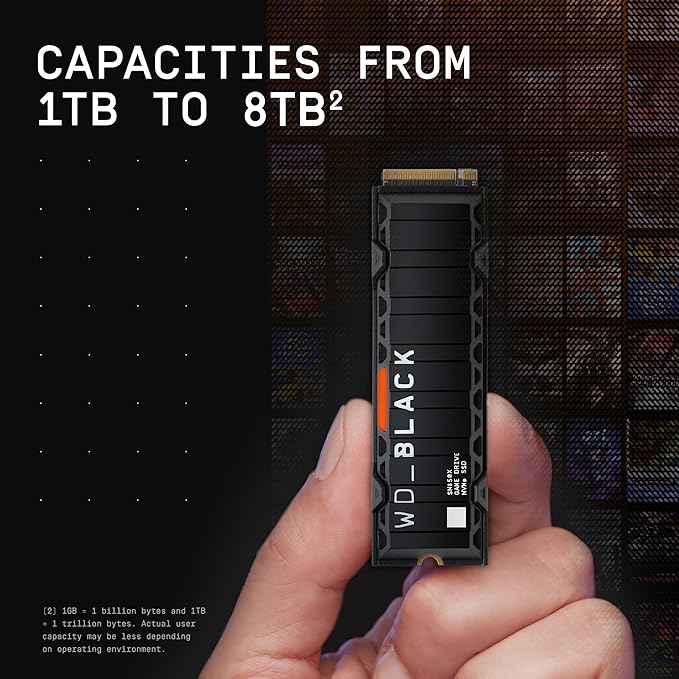 WD_BLACK Unidade interna de estado sólido para jogos SN850X NVMe de 4 TB com dissipador de calor - Funciona com PlayStation 5, PCIe Gen4, M.2 2280, até 7.300 MB/s - WDS400T2XHE