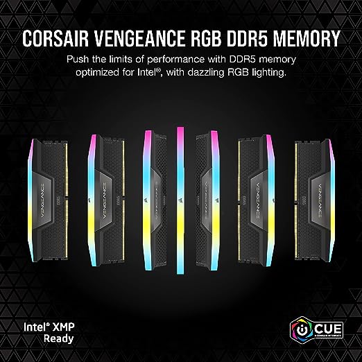 Memória Corsair Vengeance RGB - 32GB (2x16GB), DDR5, 6000Mhz, C40, Preto - CMH32GX5M2B6000C40