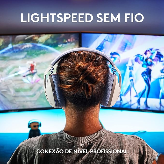 Headset Logitech G435 LIGHTSPEED, Sem Fio, Conexão USB e Bluetooth, Design Leve e Confortável, Microfone Embutido, Bateria de até 18h - Compatível com Dolby Atmos, PC, PS4, PS5, Mobile – Branco