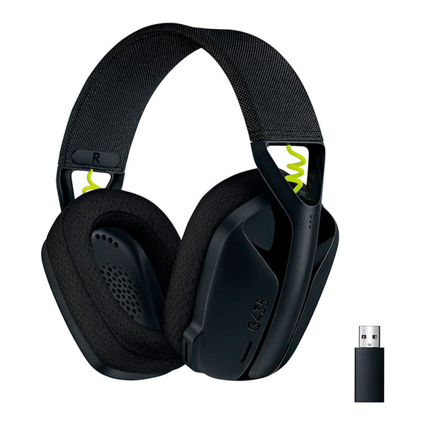 Logitech G435 LIGHTSPEED - Headset Gamer Sem Fio , Conexão USB e Bluetooth, Design Leve e Confortável, Microfone Embutido, Bateria de até 18h - Compatível com Dolby Atmos, PC, PS4, PS5, Mobile – Preto