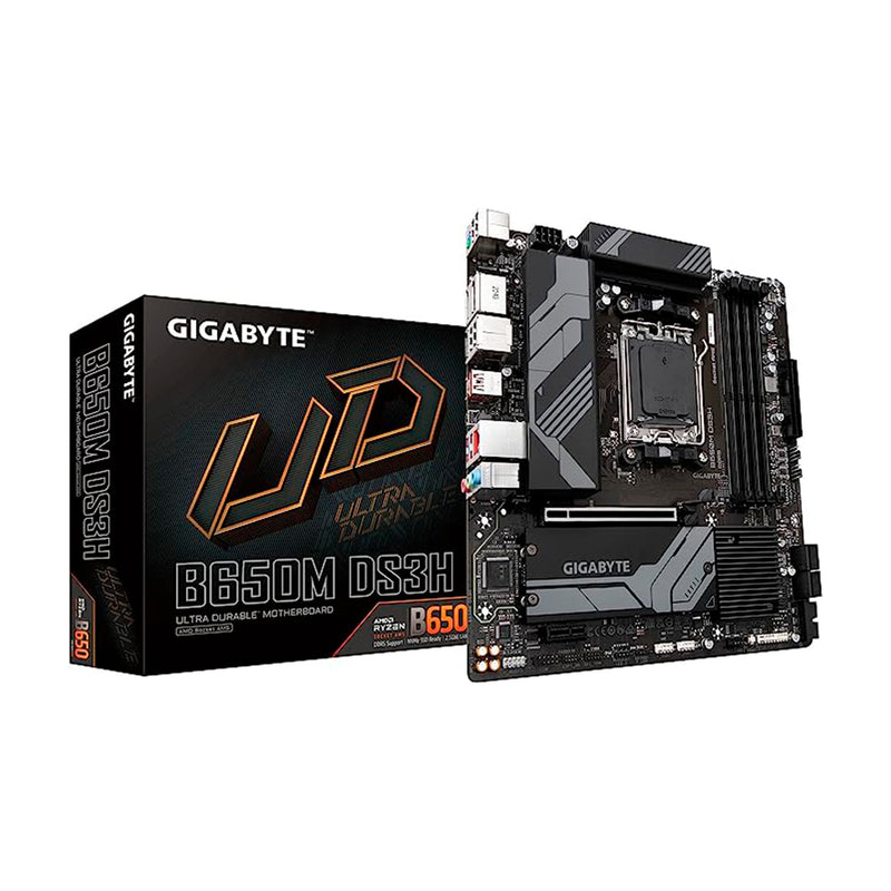 GIGABYTE B650M DS3H (AM5/ LGA 1718/ AMD/ B650/ Micro ATX/Garantia de 5 anos/ DDR5/ PCIe 4.0 M.2/ PCIe 4.0/ USB 3.2 Gen2X2 Tipo-C/2,5GbE LAN/Placa-mãe)