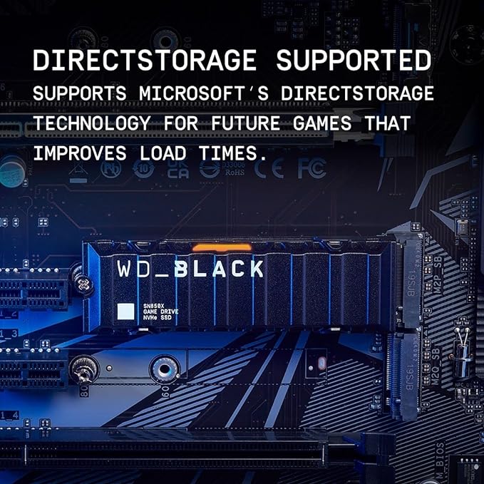 WD_BLACK, SSD SN850x 1TB NVMe M.2 2280 (Leitura até 7300MB/s e Gravação até 6300MB/s) - Com dissipador